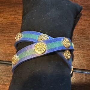 Chic Rustic Cuff Bracelet with Gold Embellishments